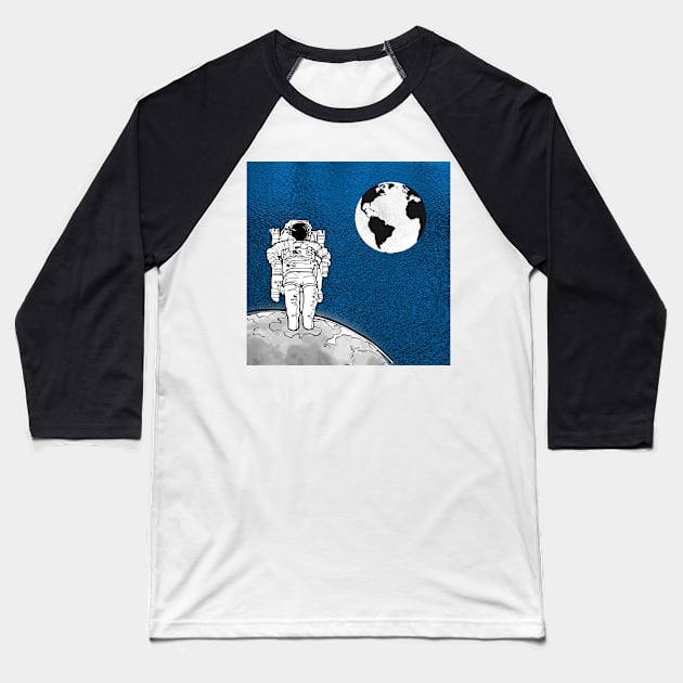 Astronaut Silhouette Baseball T-Shirt by Bishop Creations